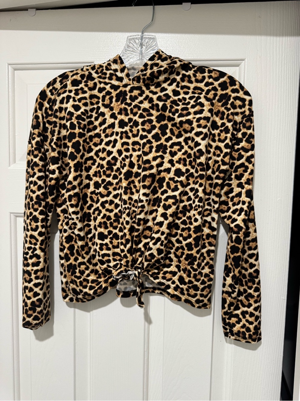 Forever 21 Leopard Print Hooded Top - Tan Black